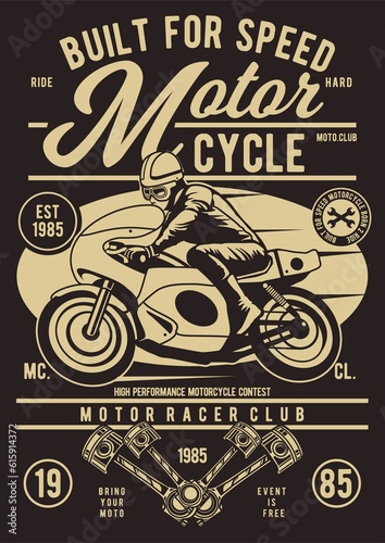 Motorcycle Racing Tshirt Design Retro Vintage Classic 
