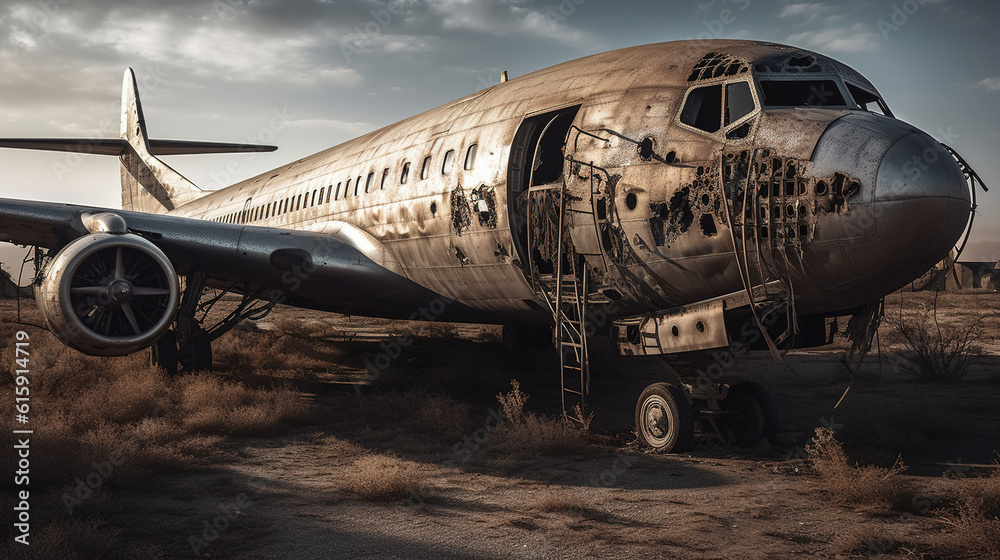 Post apocalyptic plane, created with generative ai Post apocalyptic plane, created with generative ai