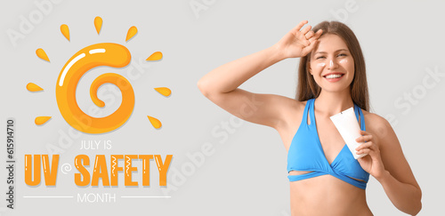 Young woman with sunscreen ...