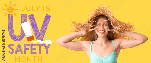 Young woman with sunscreen ...