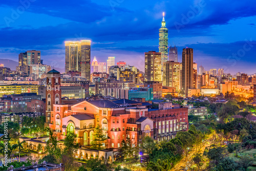 Taipei, Taiwan Skyline at twilight.