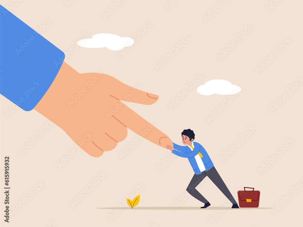 Challenge and ambition to do right thing. Conflict against boss or employer, david and goliath, fight against super power people, brave businessman fight and keep pushing against giant business hand. Challenge and ambition to do right thing. Conflict against boss or employer, david and goliath, fight against super power people, brave businessman fight and keep pushing against giant business hand.