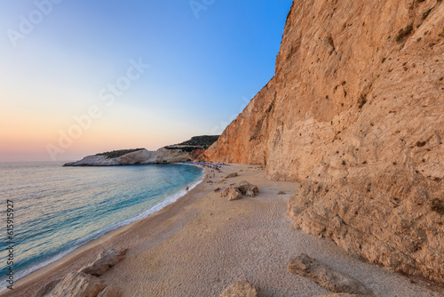 sunset in Porto Katsiki beach. Lefkada, Greece