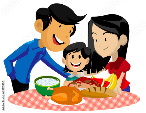 a digitally illustrated family