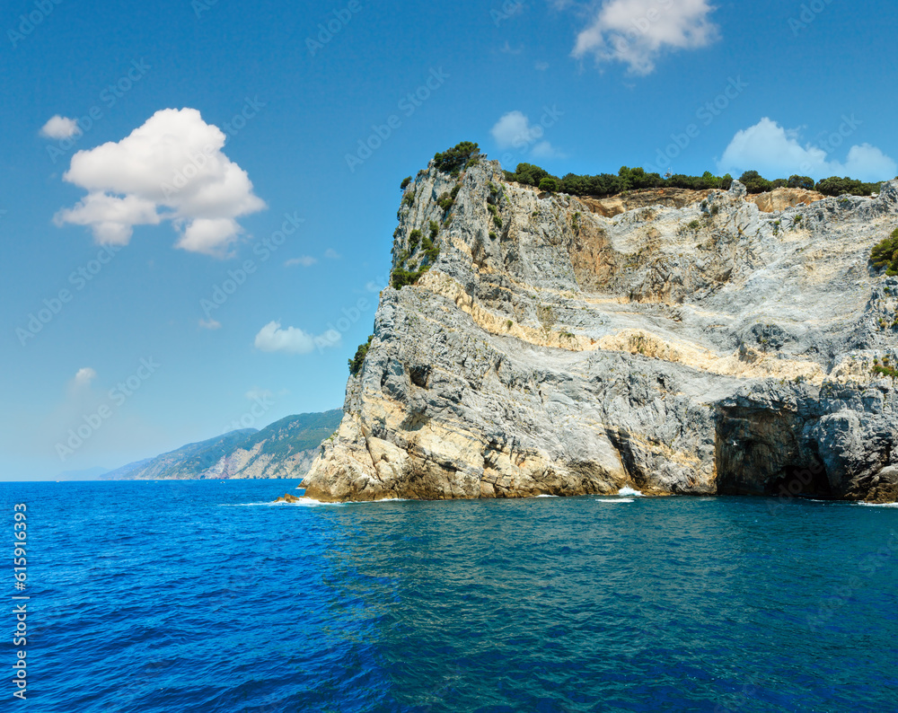 Beautiful rocky sea coast of Palmaria island near Portovenere (Gulf of Poets, Cinque Terre National Park, La Spezia, Liguria, Italy)
