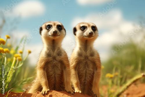Cute Meerkats ai gen photo