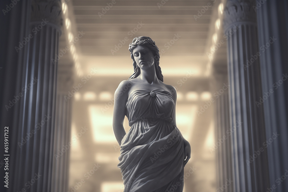 Majestic marble statue of an ancient Greek goddess, creae-ted with AI ...