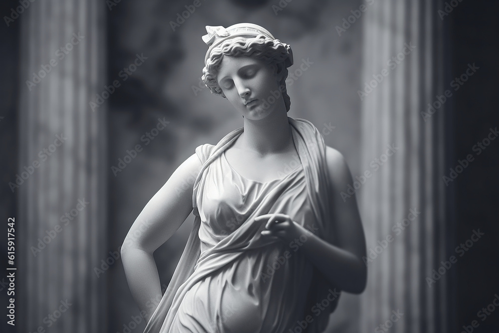Majestic marble statue of an ancient Greek goddess, creae-ted with AI ...