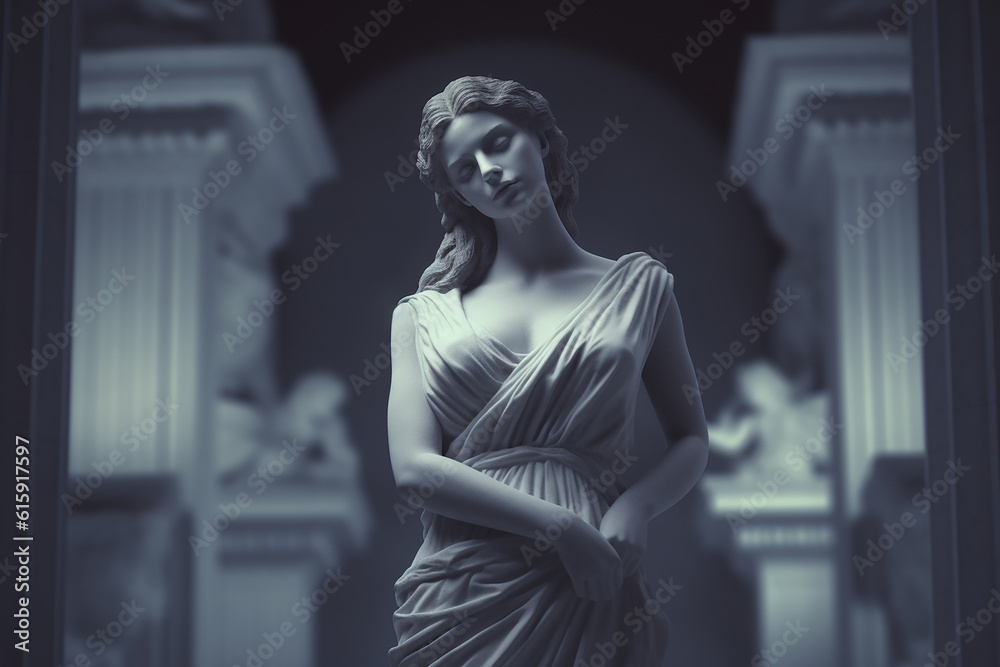 Majestic marble statue of an ancient Greek goddess, creae-ted with AI ...