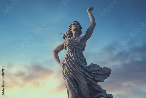 Majestic marble statue of an ancient Greek goddess, creae-ted with AI 