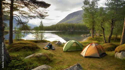 Vanlife, Camping, Natur, Abenteuer, Urlaub, Zelt, generative AI