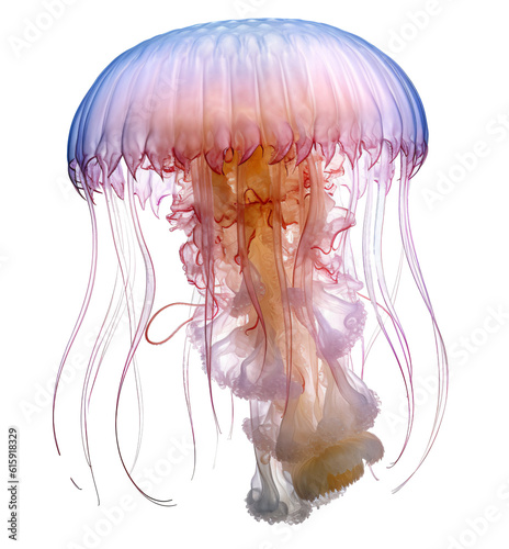 Jellyfish isolated on the transparent background PNG. AI generative.