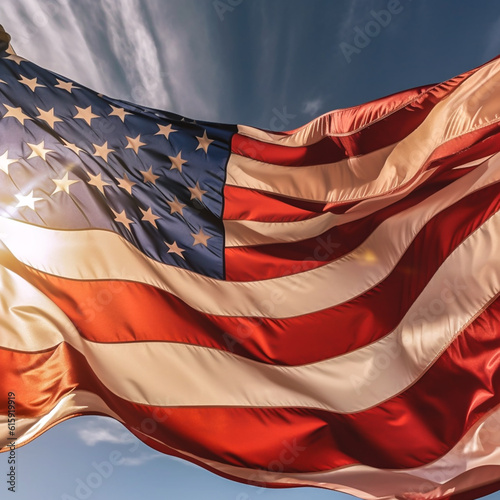 american flag waving in wind