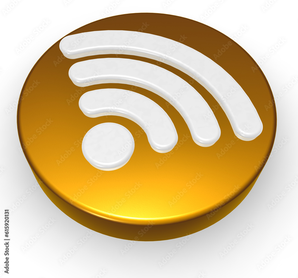 wifi symbol button on white background - 3d rendering wifi symbol button on white background - 3d rendering