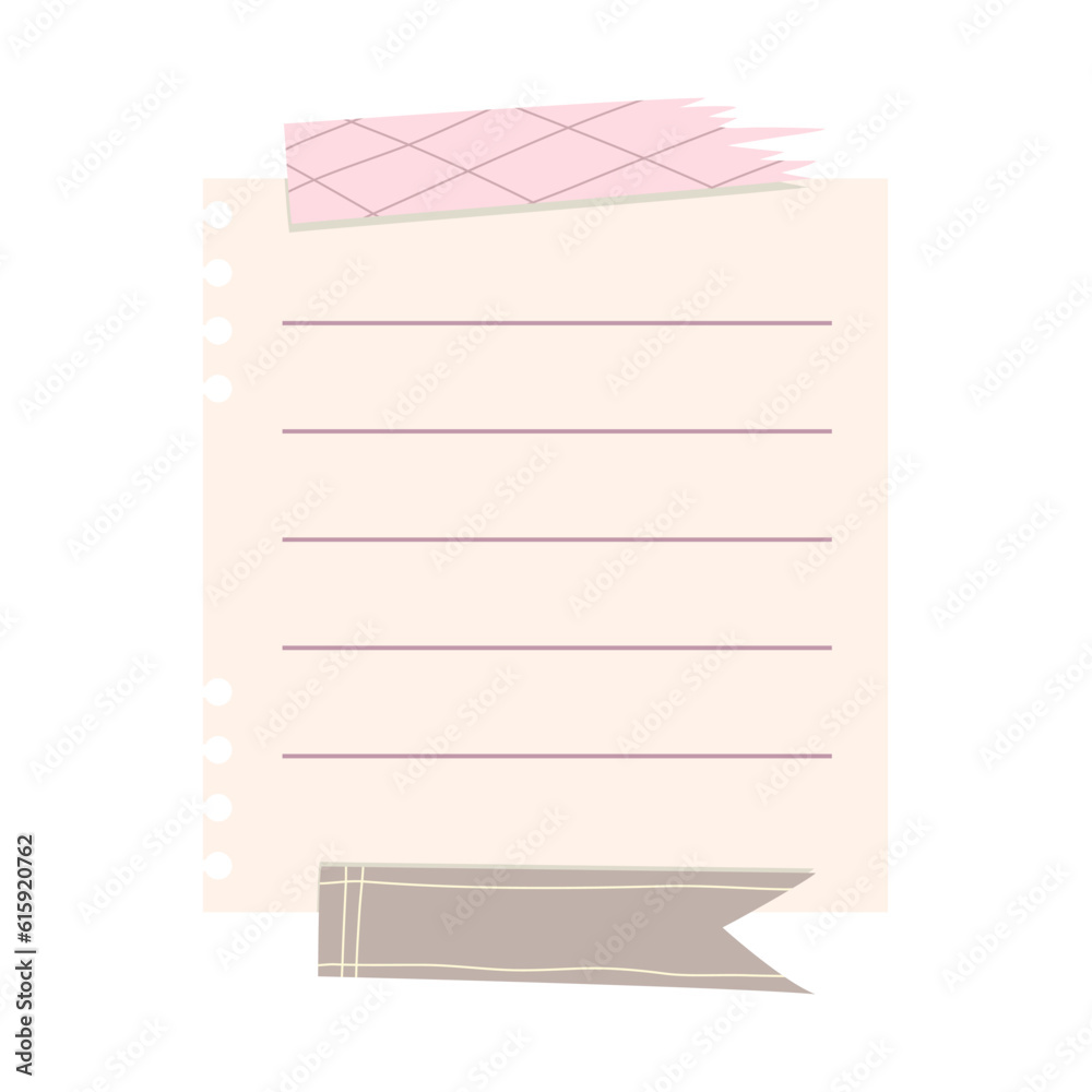 Cute Memo Notebook paper frame for text. Planner sticker element sticky. Flat vector illustration. Cute Notes memo planner page.