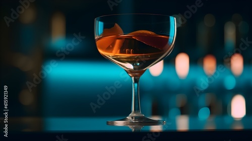 Citrus cocktail on modern orange background with hard shadows, sunlight, summer concept. Close-up. Generative Ai content