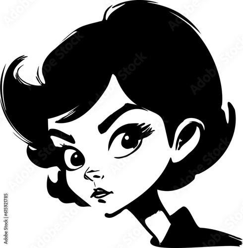 Vector illustration A joyful brave young woman radiating happiness and vibrant energy.
