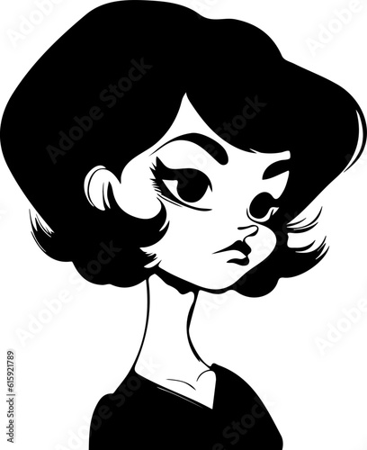 Vector illustration A joyful brave young woman radiating happiness and vibrant energy.
