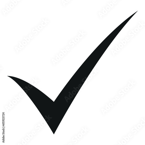 OK sign symbol, black and white vector illustration of check mark icon