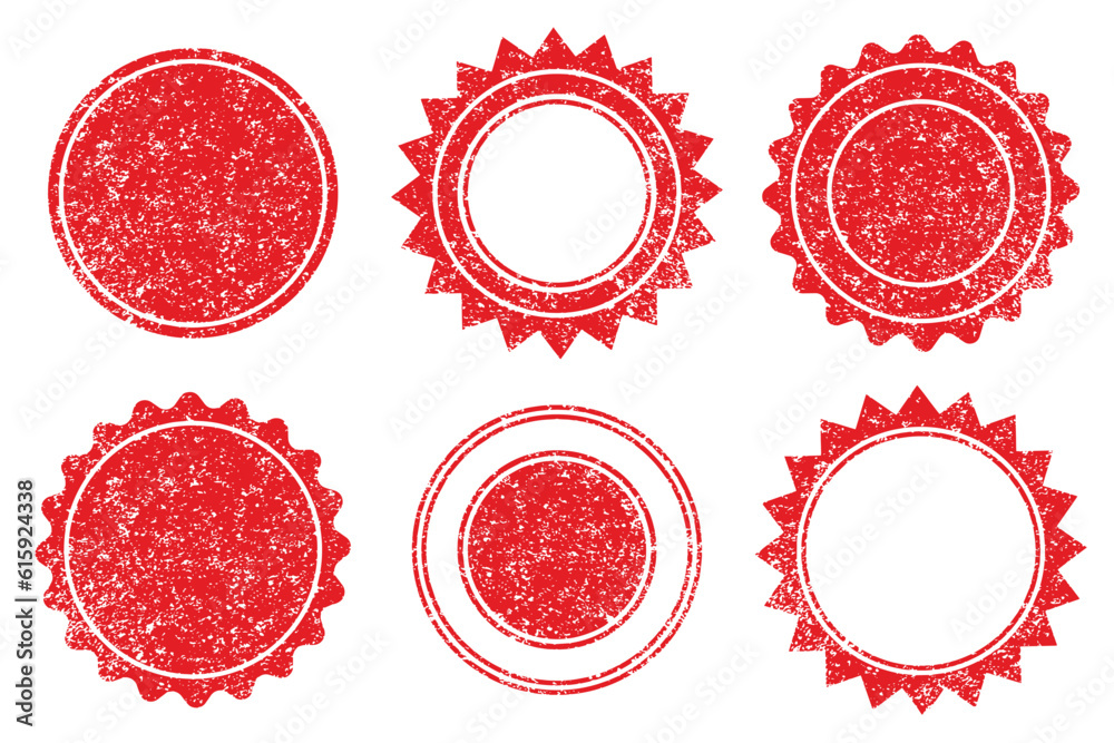 Vector Stamp without text. Set of Stamps. Red Stamps. Grunge Rubber