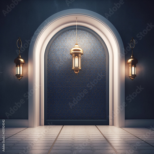 Islamic Podium, luxury ramadan podium for display product, presentation, stage, base, ai generative