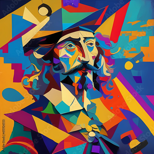 Portrait of a pirate in the Cubist style. Generative AI.