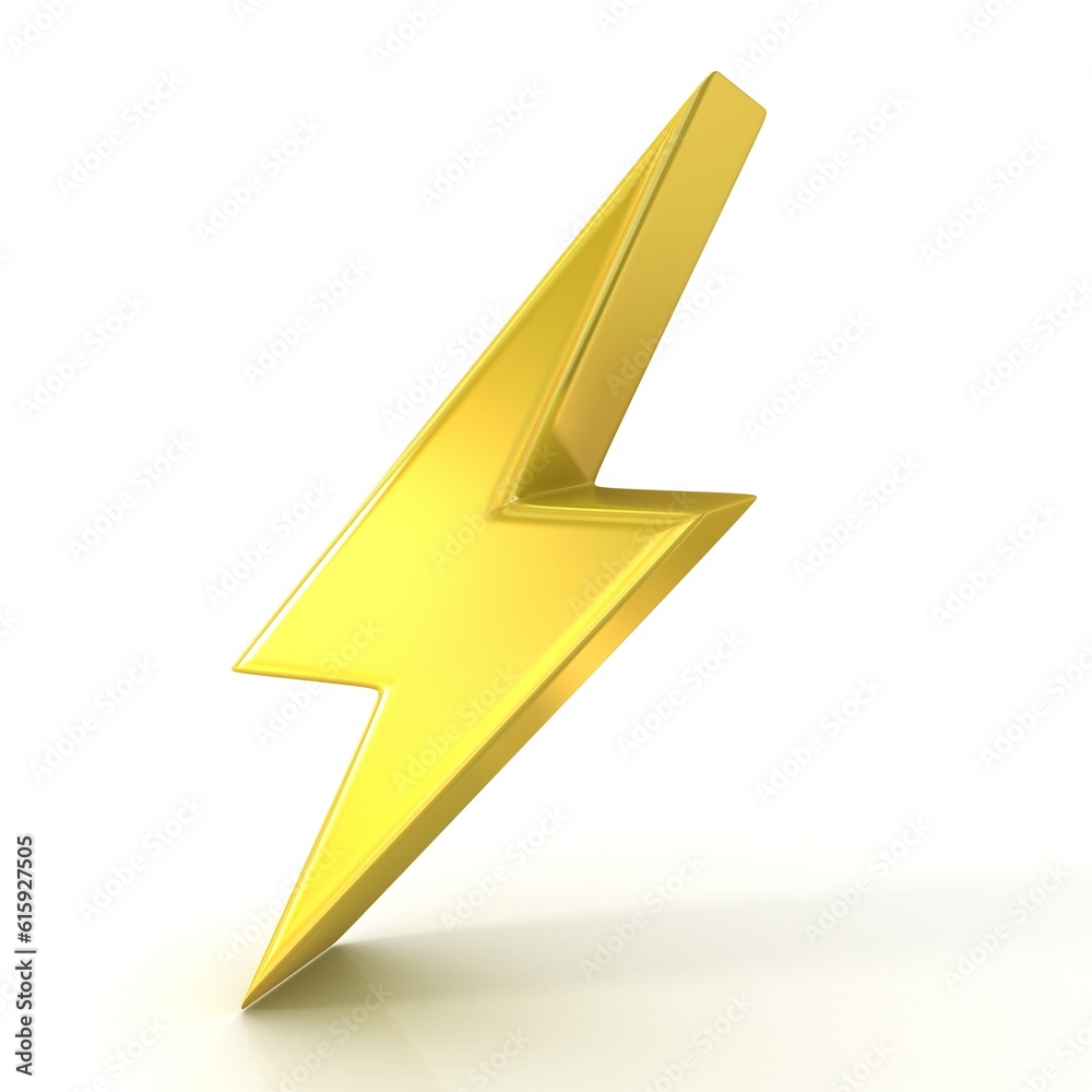 Lightning symbol, 3D golden sign isolated on white background Lightning symbol, 3D golden sign isolated on white background