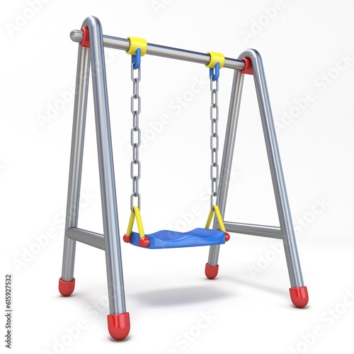 Single children swing 3D render illustration isolated on white background