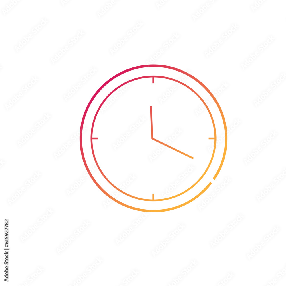 Gradient wall clock icon on white background. Gradient style. Vector illustration. Gradient wall clock icon on white background. Gradient style. Vector illustration.