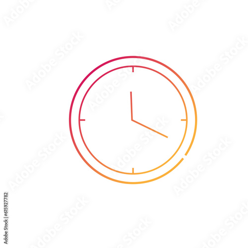 Gradient wall clock icon on white background. Gradient style. Vector illustration.
