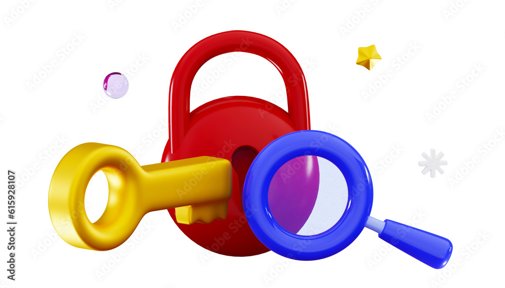 3d Seo keyword ranking SEO Professional SEO service Website ranking Search optimization research Lock, key and magnifying glass metaphor for keyword research concept Minimal 3D rendering illustration 3d Seo keyword ranking SEO Professional SEO service Website ranking Search optimization research Lock, key and magnifying glass metaphor for keyword research concept Minimal 3D rendering illustration