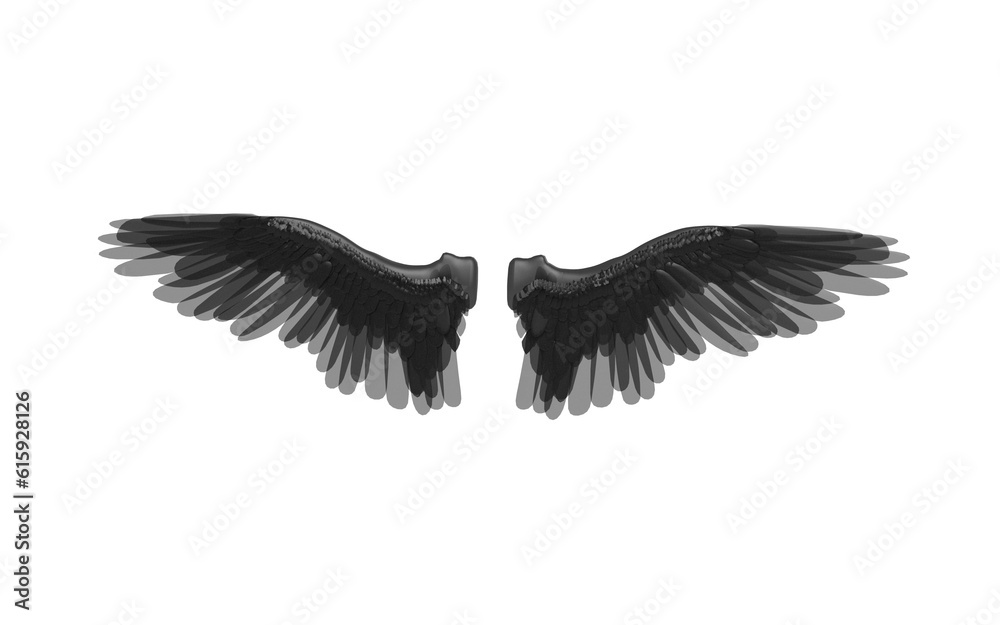 Fototapeta premium black angel wings isolated on white