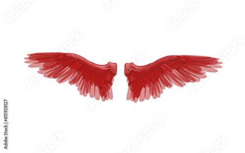 red angel wings isolated on white