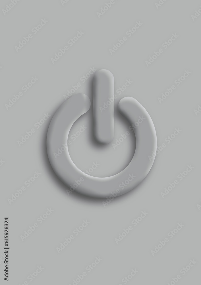 Power button, drawing of an embossed power button, hand drawn illustration. Power button, drawing of an embossed power button, hand drawn illustration.