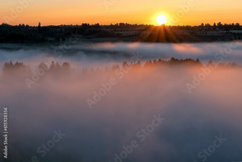 Foggy dawn in Izborsko-Malskaya valley, Pskov region © Viktor