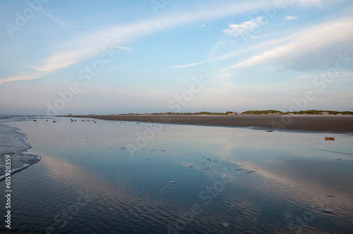 Schiermonnikoog  The Netherlands.Empty dunes  beach and sea