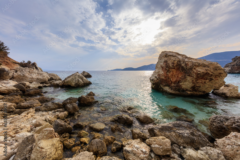 Agiofili beach near Vasiliki city. Lefkada island, Greece