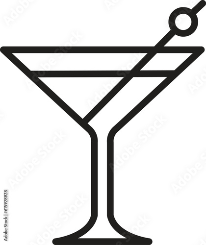 Martini cocktail icon. Line version, full pictogram vector illustration.