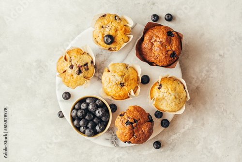 Fototapeta Homemade muffins with blueberries