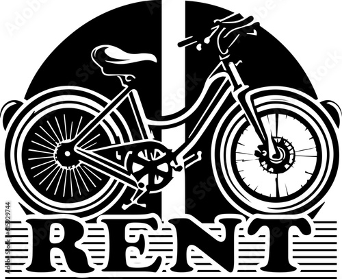 Bicycles rent black and white logo