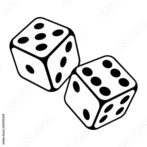 Playing dice illustration. Game craps image. Casino and betting background.