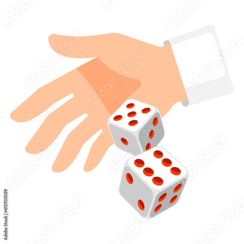 Playing dice illustration. Game craps image. Casino and betting background.