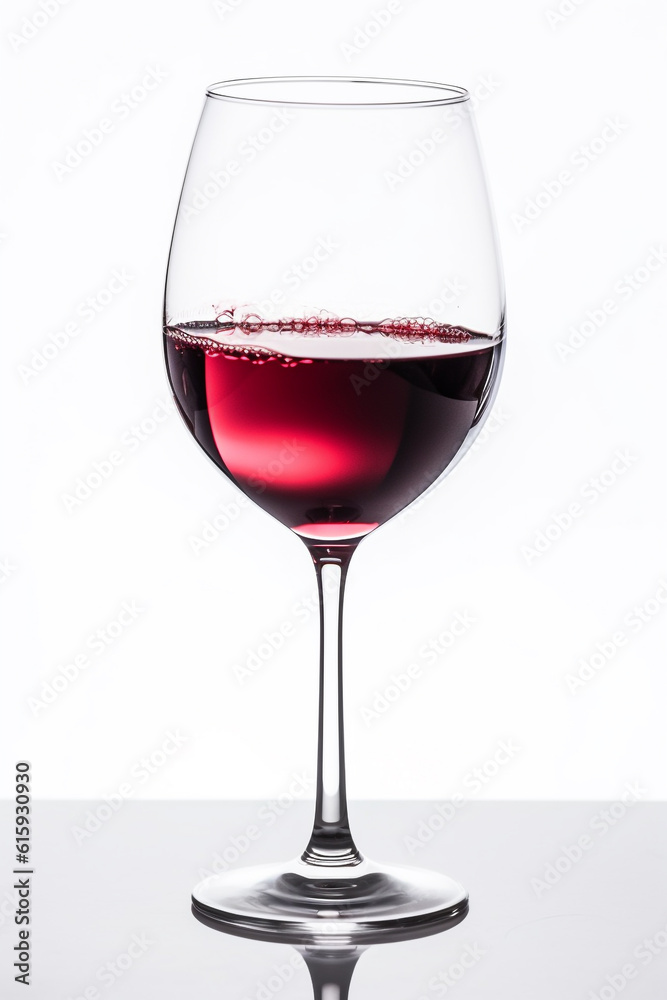 red wine glass over a white background, copy space,  Created using generative AI tools.