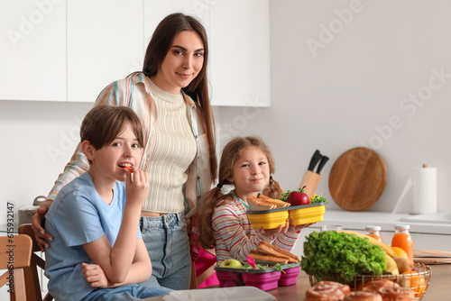 Happy mother and children p...