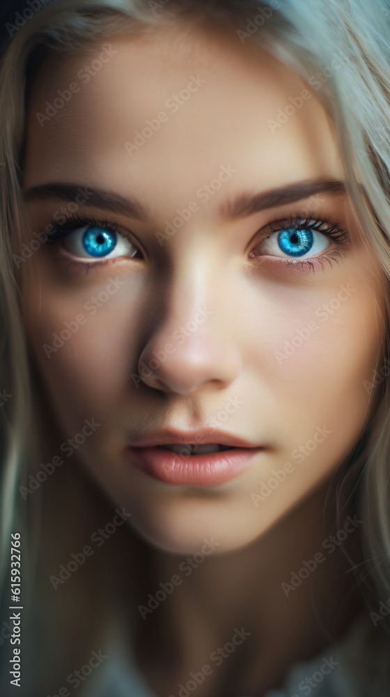 A woman with intense blue eyes and long blonde hair with a seductive expression Generative Ai A woman with intense blue eyes and long blonde hair with a seductive expression Generative Ai