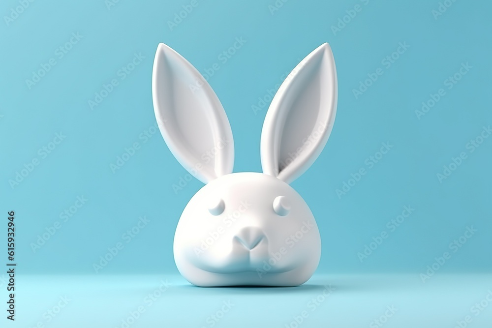 Obraz premium White rabbit ear on pastel blue background