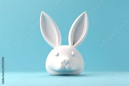 White rabbit ear on pastel blue background © Jodie