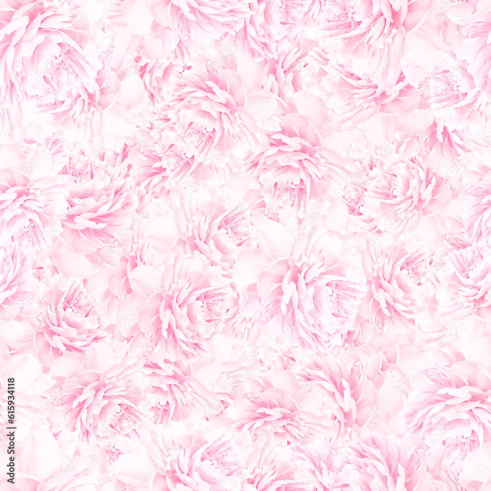 SEAMLESS pattern of light pink peony blossoms. Floral print background SEAMLESS pattern of light pink peony blossoms. Floral print background