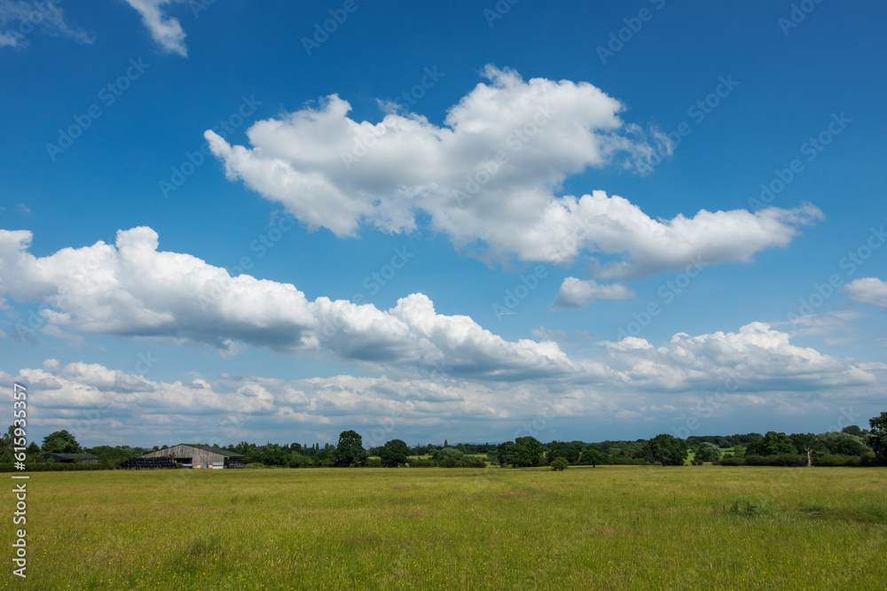 Blue sky background with a tiny clouds	
