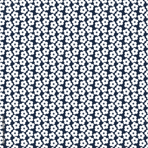 Blue seamless pattern with small white flowers